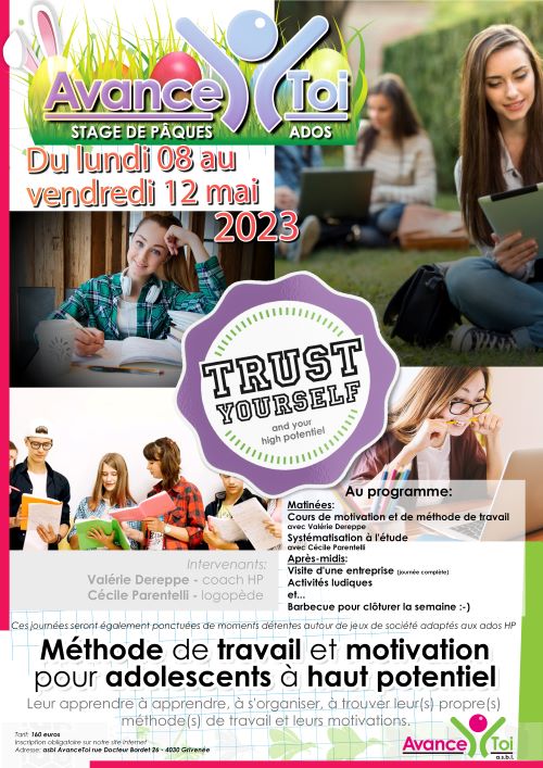 Flyer stage Trust your Paques 2023 site internet